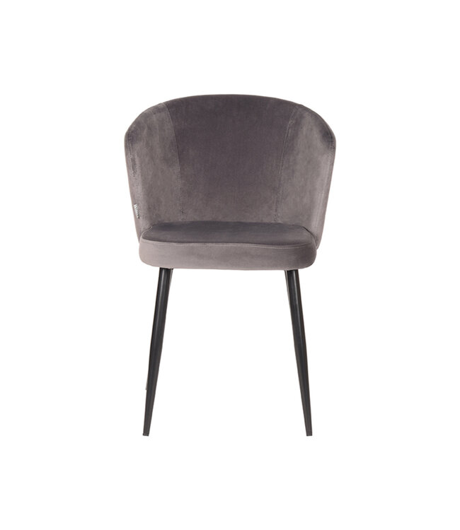 LABEL51 Eetkamerstoel Wave - Grijs - Fluweel