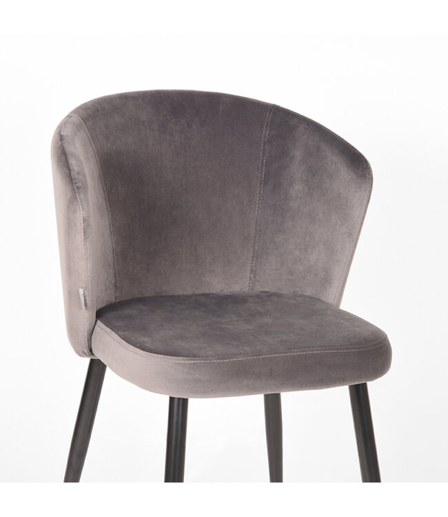 LABEL51 Eetkamerstoel Wave - Grijs - Fluweel