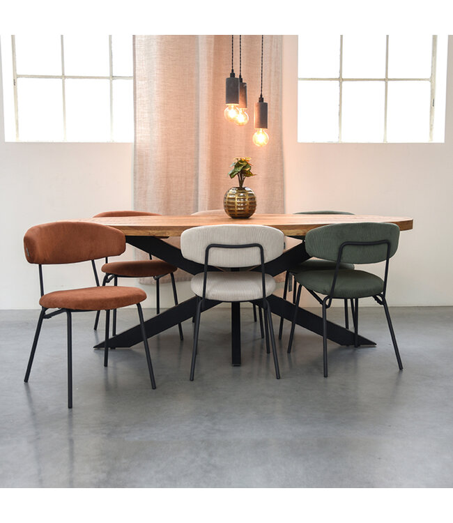 LABEL51 Eetkamerstoel Zack - Forest - Ribcord