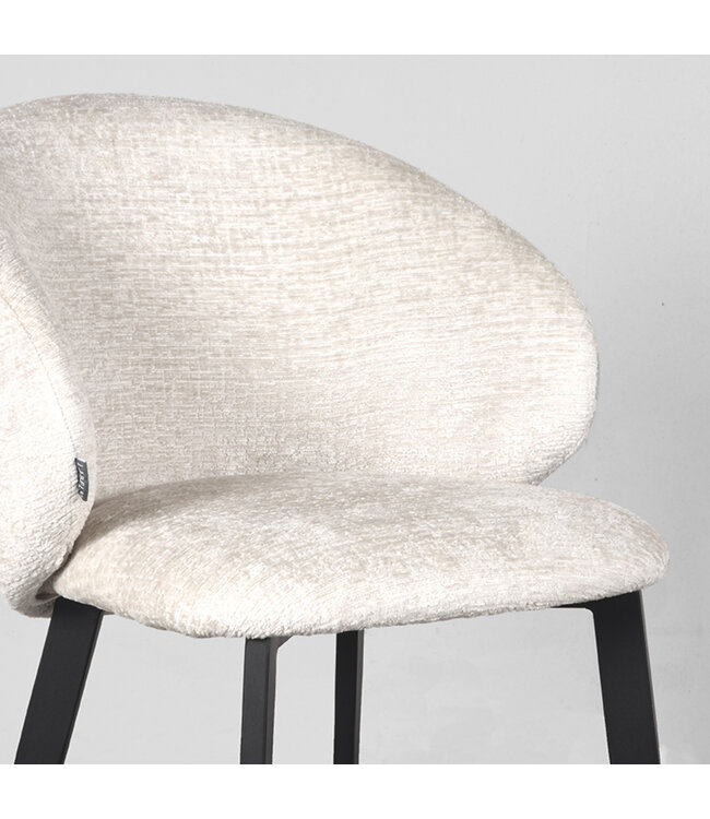 LABEL51 Eetkamerstoel Logan - CrÃ¨me - Fluweel
