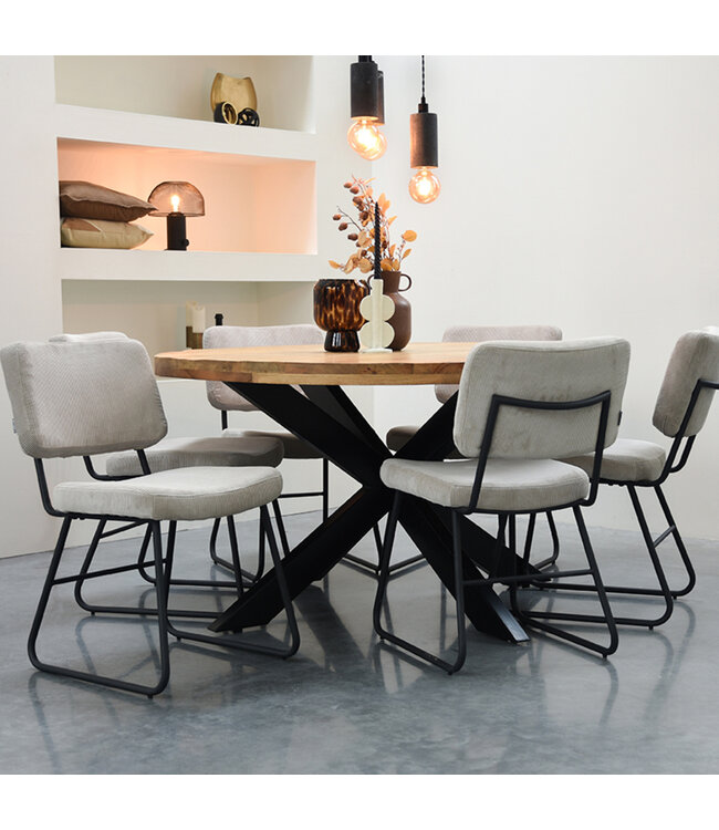 LABEL51 Eetkamerstoel Noah - Naturel - Ribcord