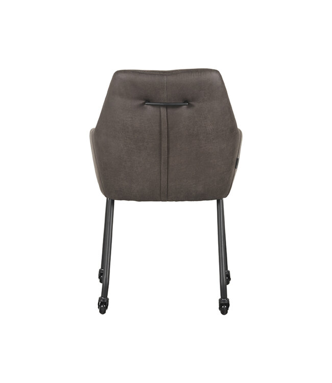 LABEL51 Eetkamerstoel Lenny - Antraciet - Microfiber