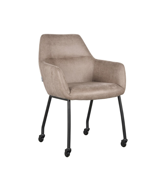 LABEL51 Eetkamerstoel Lenny - Taupe - Microfiber