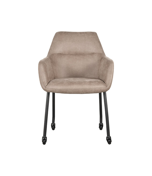 LABEL51 Eetkamerstoel Lenny - Taupe - Microfiber