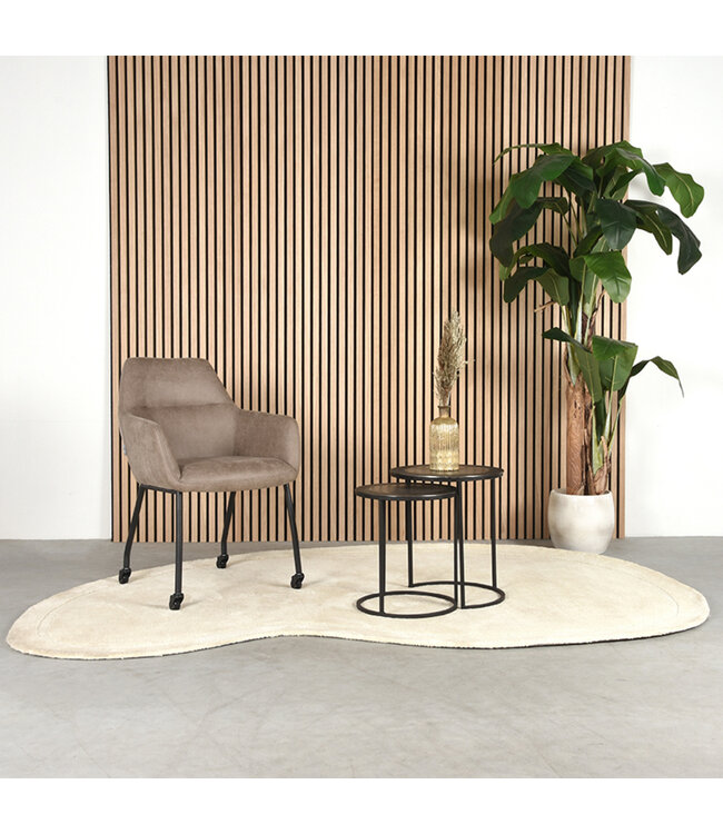 LABEL51 Eetkamerstoel Lenny - Taupe - Microfiber
