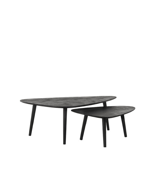LABEL51 LABEL51 Salontafel Set Rock - Zwart - Mangohout 110x39x64cm