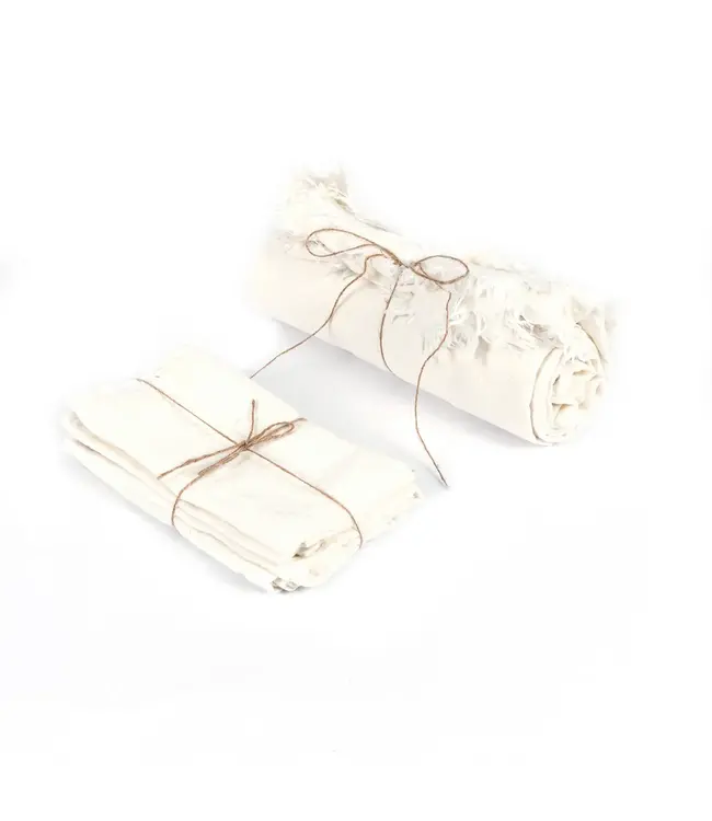 Bazar Bizar Het Linnen Tafelkleed - Wit - 150x250