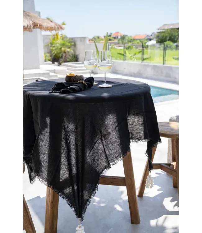 Bazar Bizar Het Linnen Tafelkleed- Zwart -150x200
