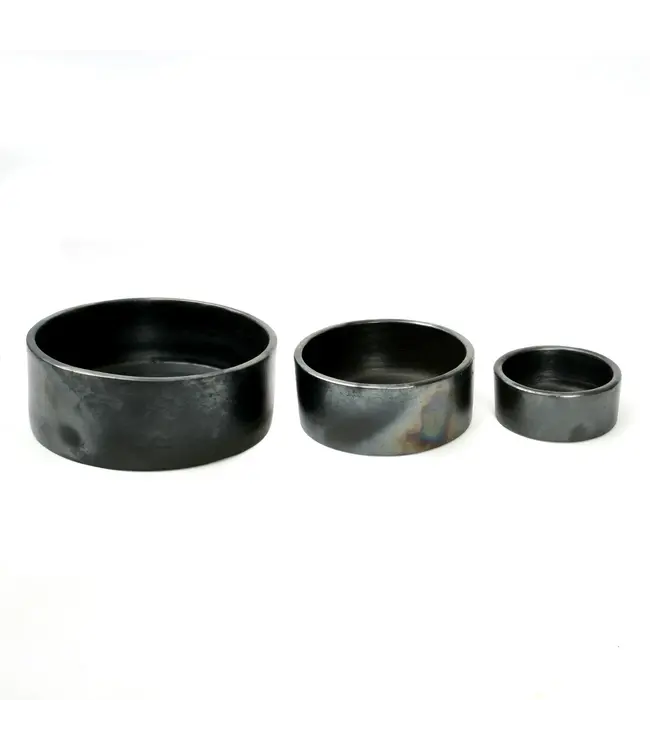 Bazar Bizar De Burned Cilinder Kom - Zwart - Set van 3