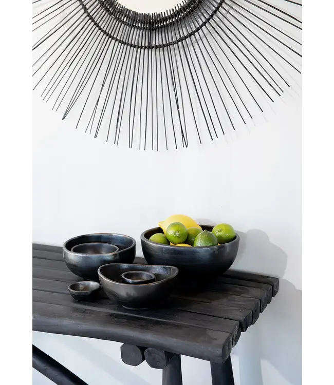 Bazar Bizar De Burned Gebogen Kom - Zwart - Set van 3