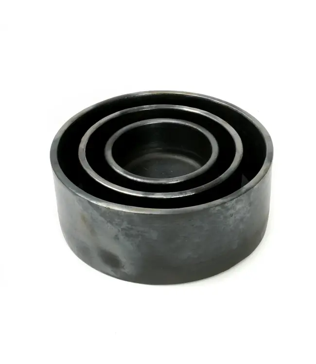 Bazar Bizar De Burned Cilinder Kom - Zwart - Set van 3