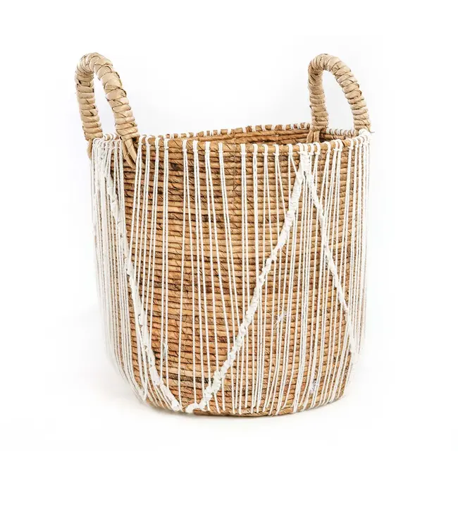 Bazar Bizar De Straight Stitched Macrame Mand - Naturel Wit - L