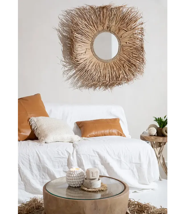 Bazar Bizar Het Six Panel Leather Kussenhoes - Kameel - 30x50