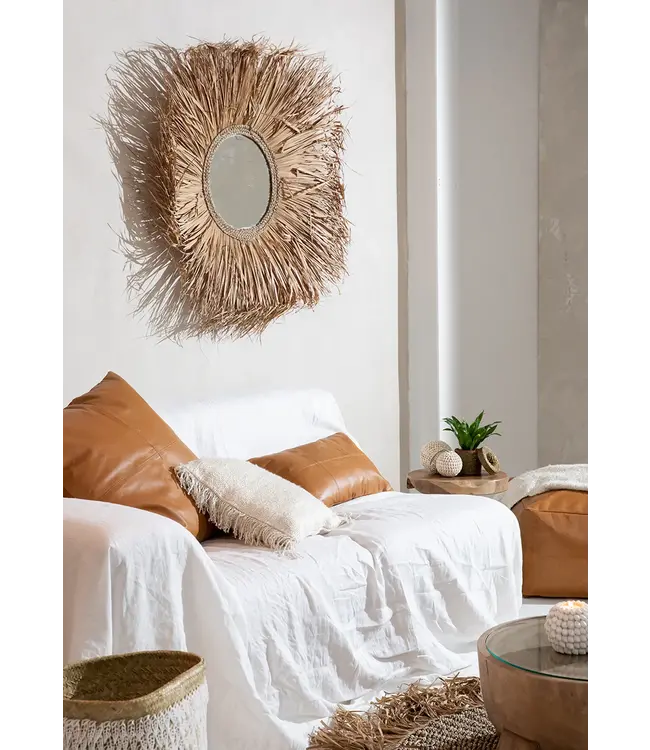 Bazar Bizar Het Six Panel Leather Kussenhoes - Kameel - 30x50