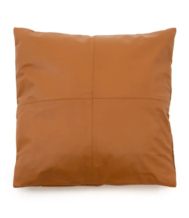 Bazar Bizar De Four Panel Leather Kussenhoes - Camel - 60x60