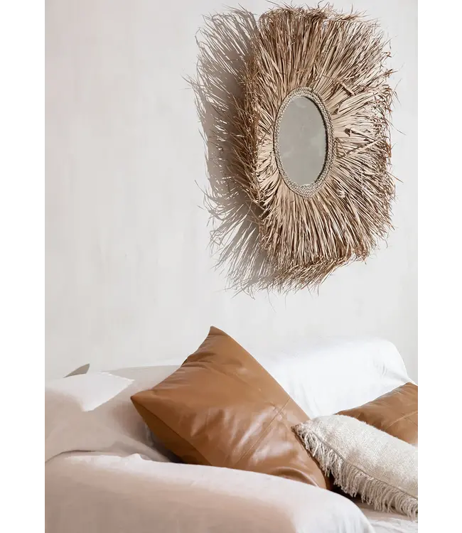 Bazar Bizar De Four Panel Leather Kussenhoes - Camel - 60x60