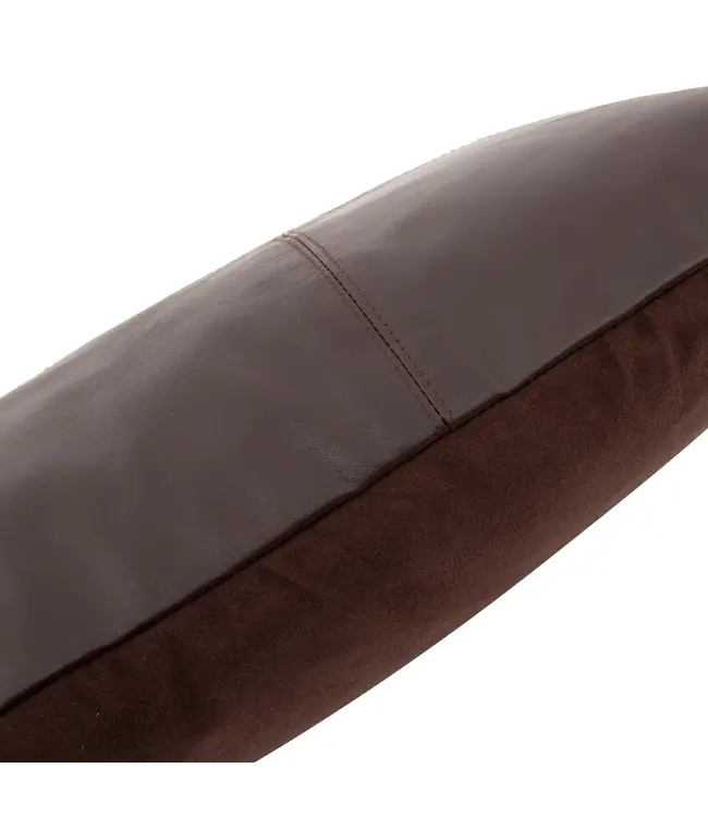 Bazar Bizar Het Six Panel Leather Kussenhoes - Chocolade - 30x50