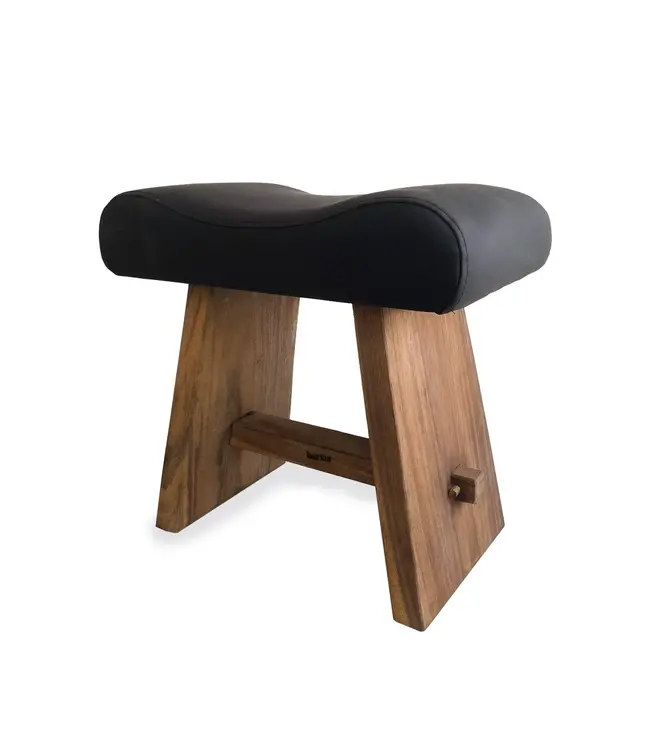 Bazar Bizar De Suar Kruk met Leder - Naturel Zwart