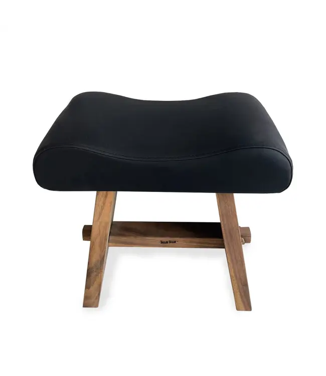 Bazar Bizar De Suar Kruk met Leder - Naturel Zwart