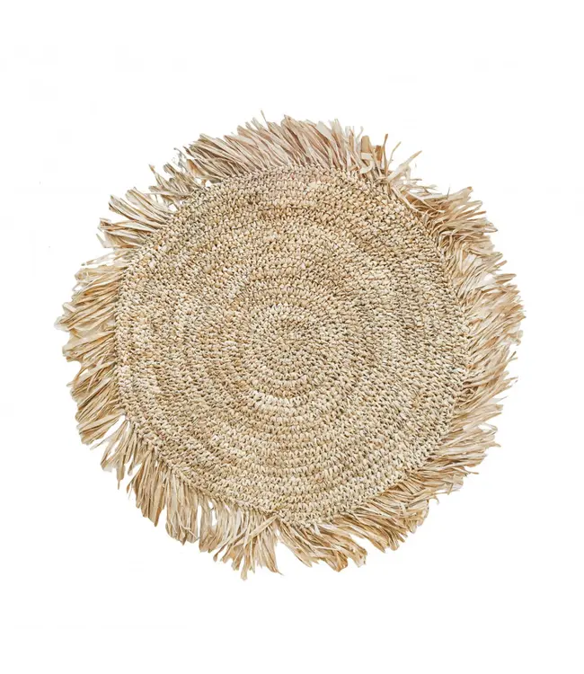 Bazar Bizar De Fringe Raffia Placemat Rond - Naturel