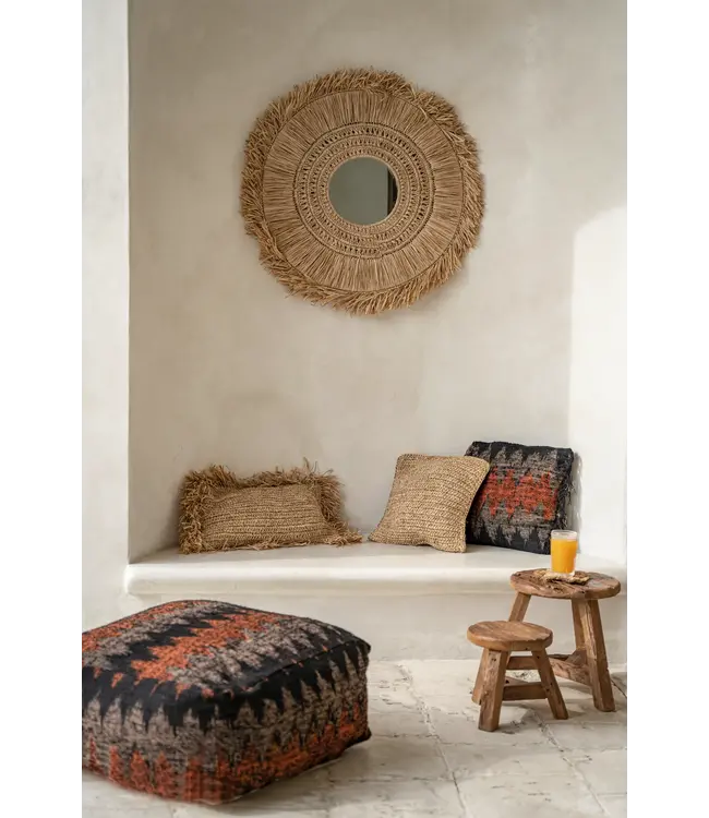 Bazar Bizar De Raffia Flores Kussenhoes - Naturel - 40x40