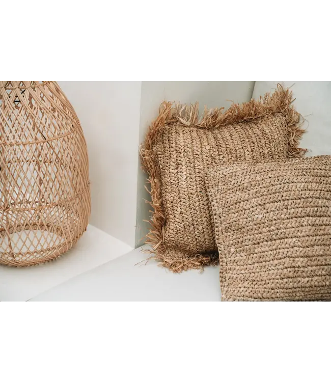 Bazar Bizar De Raffia Flores Kussenhoes - Naturel - 40x40