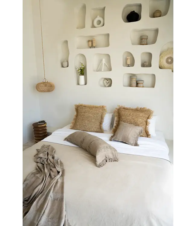 Bazar Bizar De Raffia Kussenhoes - Vierkant - Naturel - 60x60