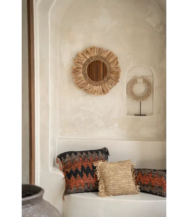 Bazar Bizar De Raffia Kussenhoes - Vierkant - Naturel - 40x40