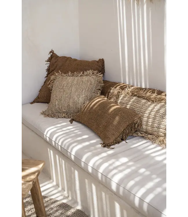 Bazar Bizar De Raffia Kussenhoes - Vierkant - Naturel - 40x40