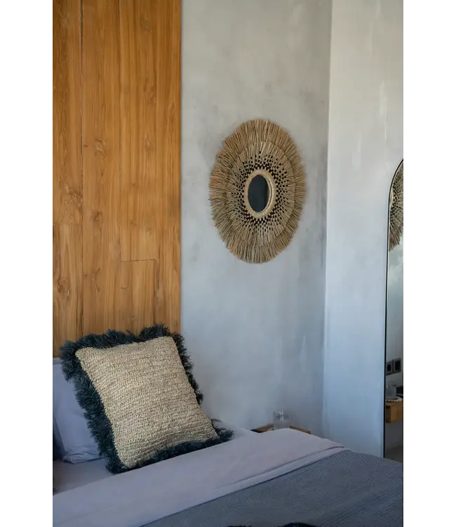 Bazar Bizar De Raffia Kussenhoes - Naturel Zwart - 60x60