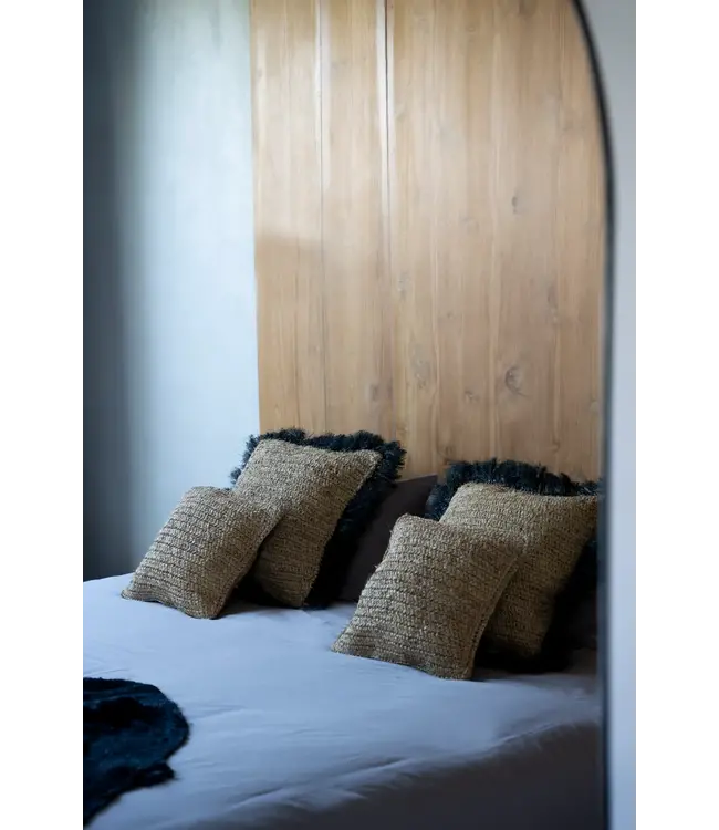 Bazar Bizar De Raffia Kussenhoes - Naturel Zwart - 60x60