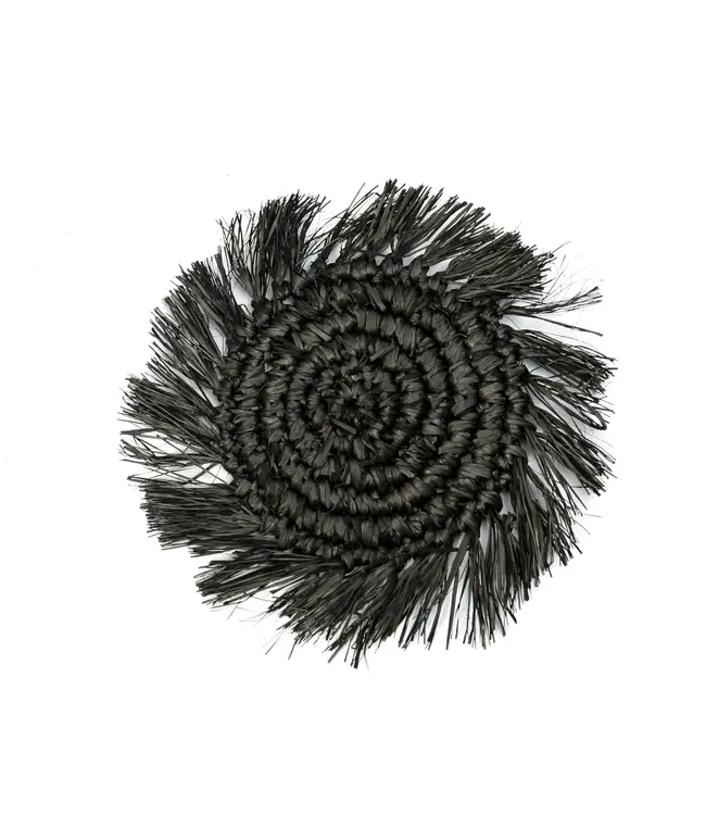 Bazar Bizar De Fringe Raffia Onderzetter - Zwart