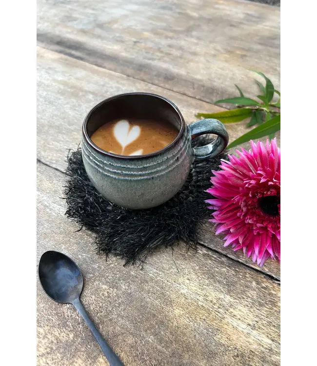 Bazar Bizar De Fringe Raffia Onderzetter - Zwart