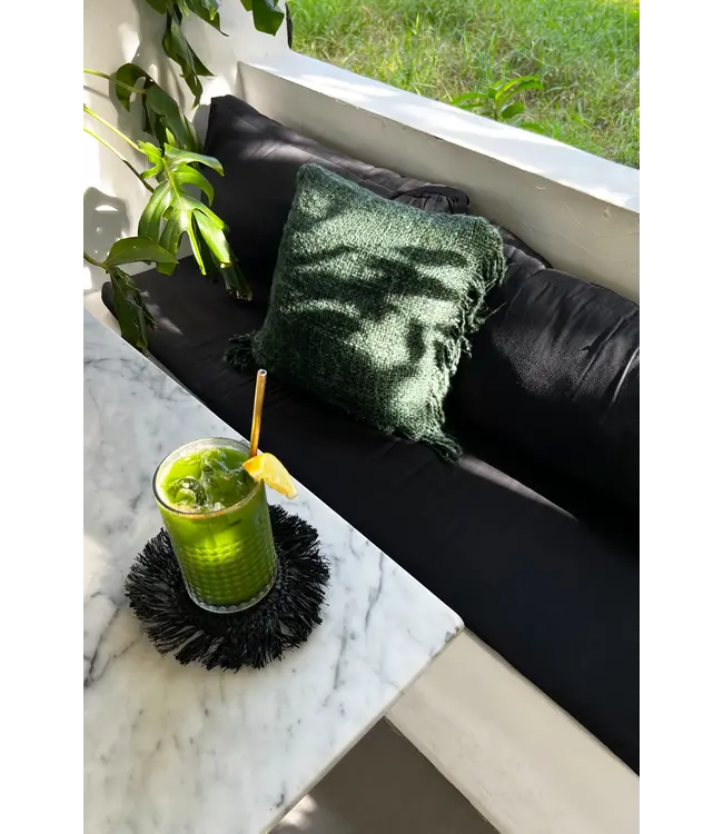 Bazar Bizar De Fringe Raffia Onderzetter - Zwart