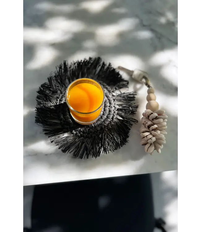 Bazar Bizar De Fringe Raffia Onderzetter - Zwart