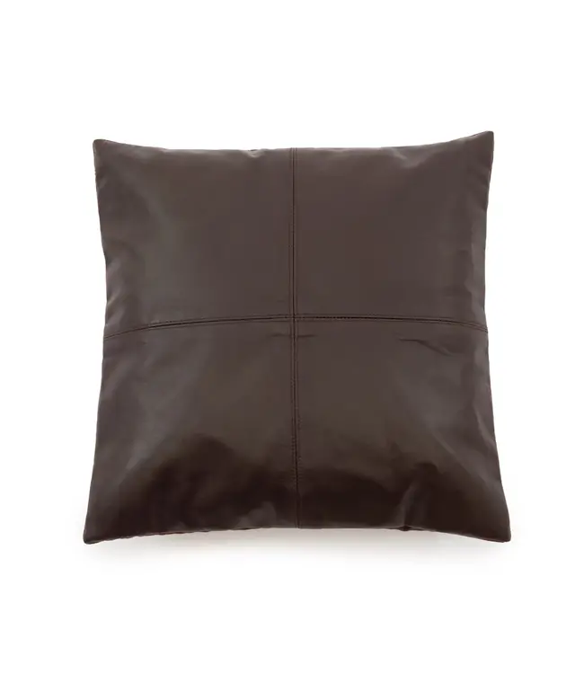 Bazar Bizar De Four Panel Leather Kussenhoes - Chocolade - 40x40