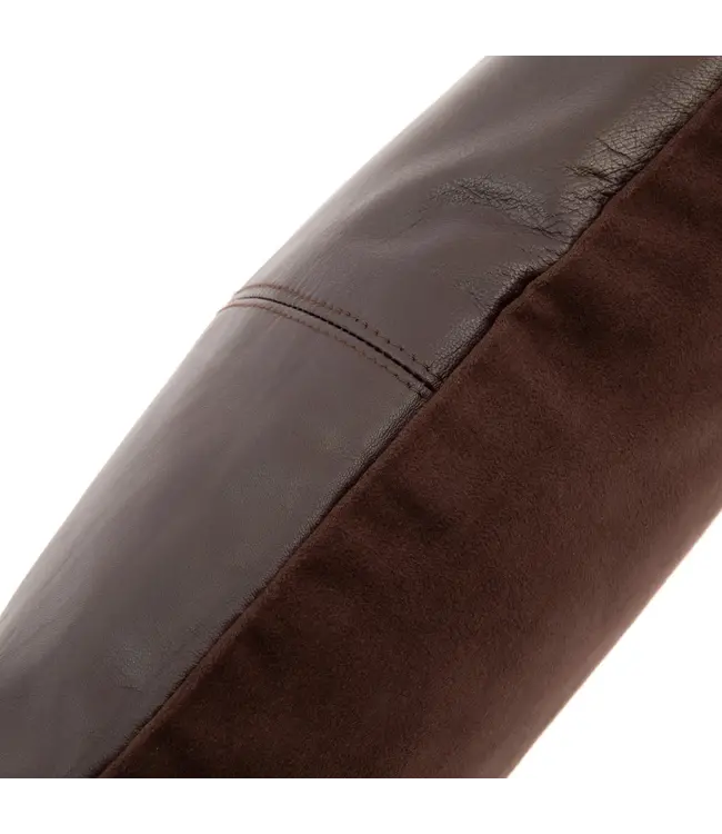 Bazar Bizar De Four Panel Leather Kussenhoes - Chocolade - 40x40