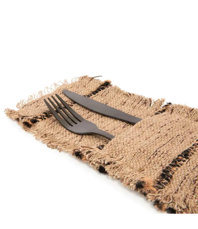 Bazar Bizar Het Oh My Gee Bestekzakje - Beige Zwart - Set van 4