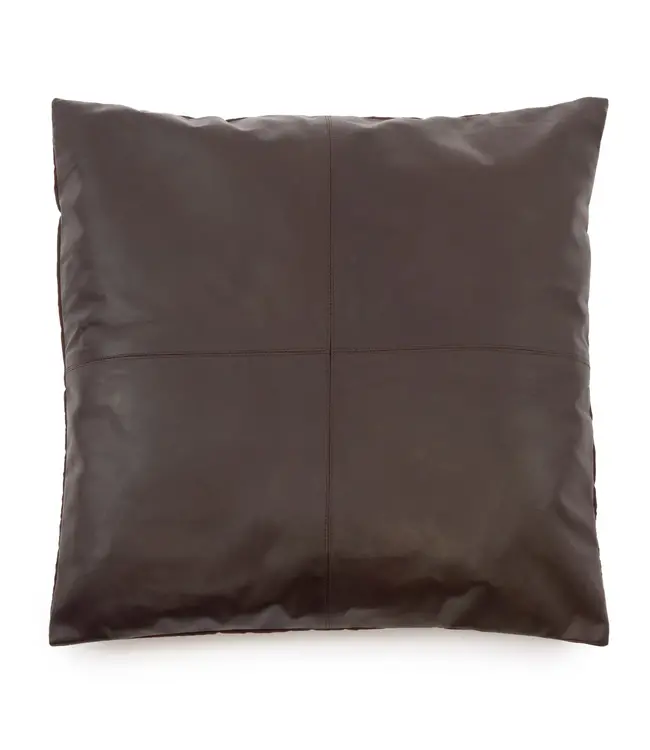 Bazar Bizar De Four Panel Leather Kussenhoes - Chocolade - 60x60