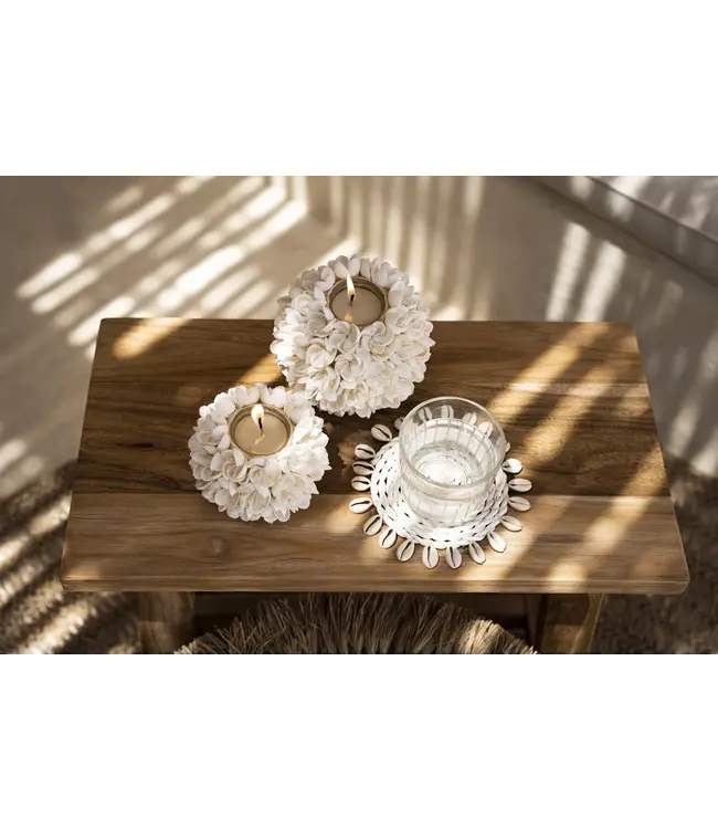 Bazar Bizar De Seagrass Shell Onderzetter - Wit