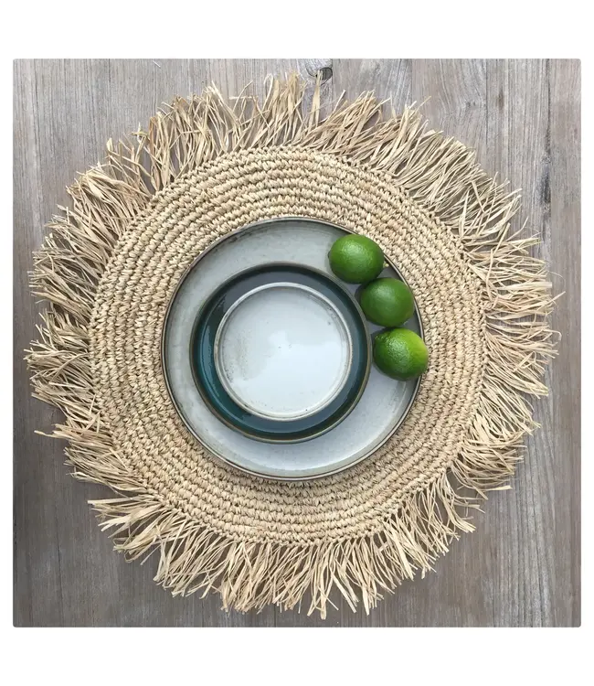 Bazar Bizar De Fringe Raffia Placemat Rond - Naturel