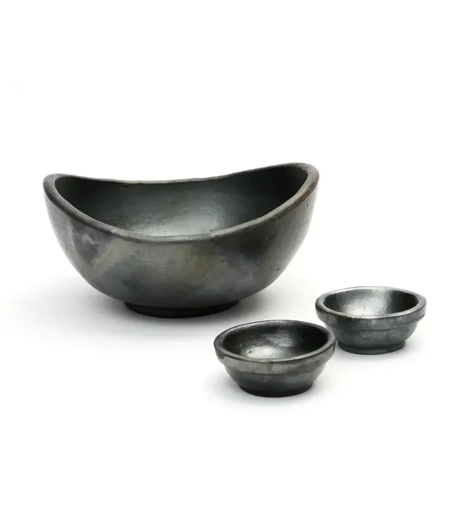 Bazar Bizar De Burned Gebogen Kom - Zwart - Set van 3