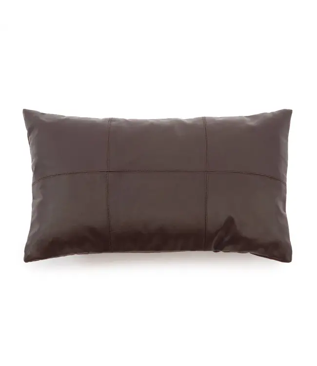 Bazar Bizar Het Six Panel Leather Kussenhoes - Chocolade - 30x50