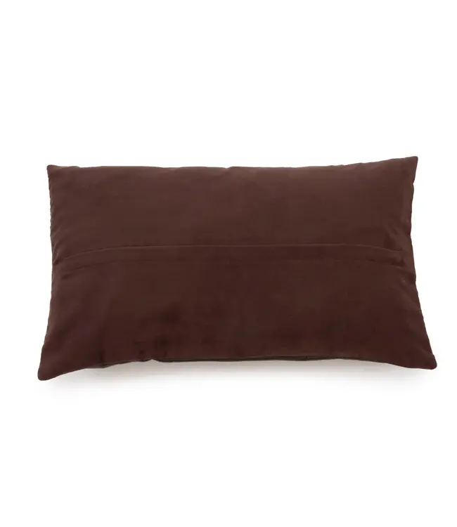 Bazar Bizar Het Six Panel Leather Kussenhoes - Chocolade - 30x50