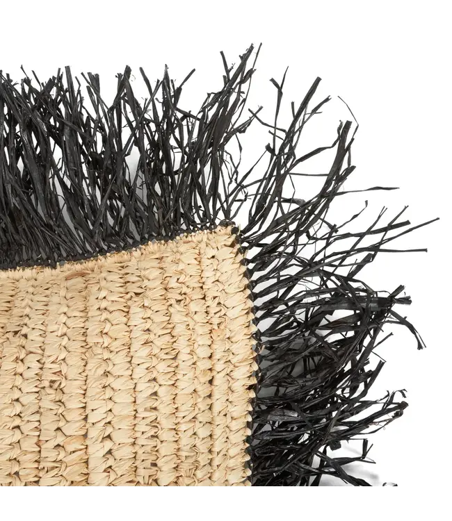 Bazar Bizar De Raffia Kussenhoes - Naturel Zwart - 40x40
