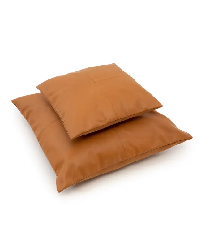 Bazar Bizar De Four Panel Leather Kussenhoes - Camel - 40x40