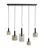 Light & Living Hanging lamp 5L 110x22x32 cm LEKAR black+smoked glass