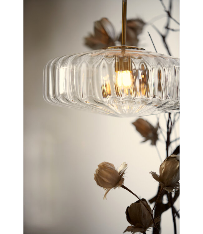 Light & Living Hanging lamp 30x17 cm PLEAT glass clear+gold