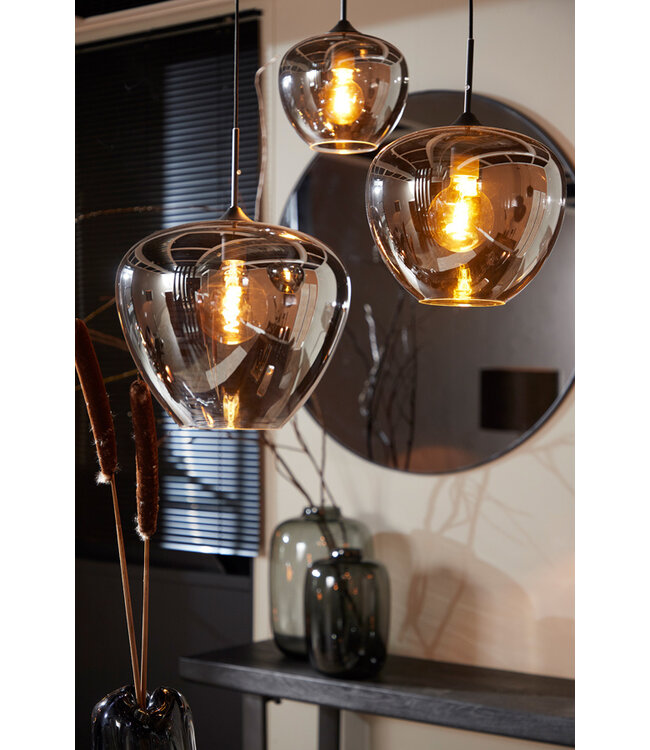 Light & Living Hanging lamp 40x34 cm MAYSON smoked glass+matt black