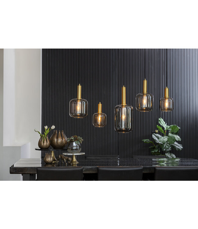 Light & Living Hanging lamp 5L 110x22x32 cm LEKAR ant. bronze+smoked glass